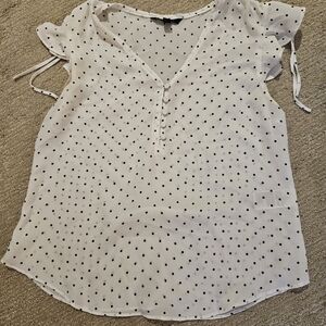 Banana Republic White and Black Polka Dot Blouse